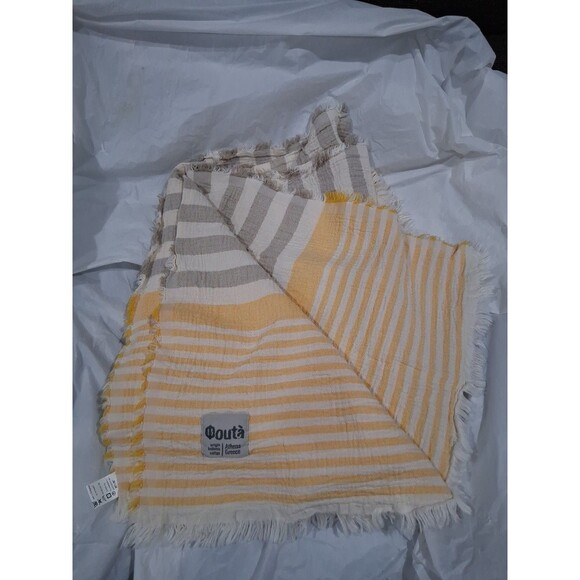 Other - The Fouta Greek Beach Towel Blanket Wrap 100% Organic Cotton Yellow Stripe XL